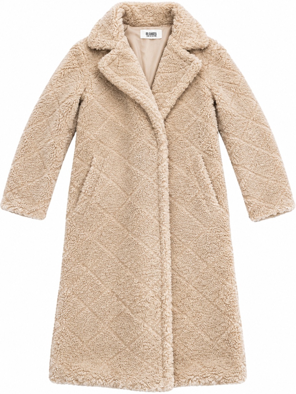 BB Dakota Beige Teddy Faux-Shearling Long Coat